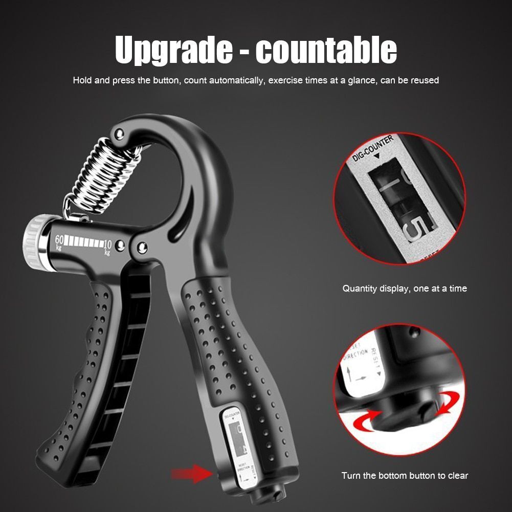 HAND GRIP TRACKER — Grip is your health. Adjustable Smart Hand Gripper with Counter (5–60kg)
