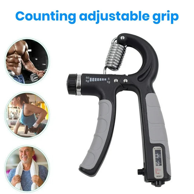 HAND GRIP TRACKER — Grip is your health. Adjustable Smart Hand Gripper with Counter (5–60kg)
